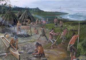 Mesolithic coastal scene